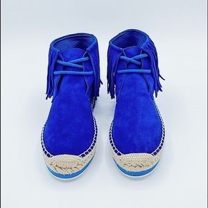 Miista London Suede Moccasin Bootie, Blue, Suede, Espadrille